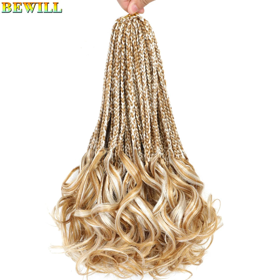 14 18 24 Inch French Curl Crochet Braids Boho Goddess French Curl Box Braids Crochet Hair Synthetic French Curly Braiding Hair