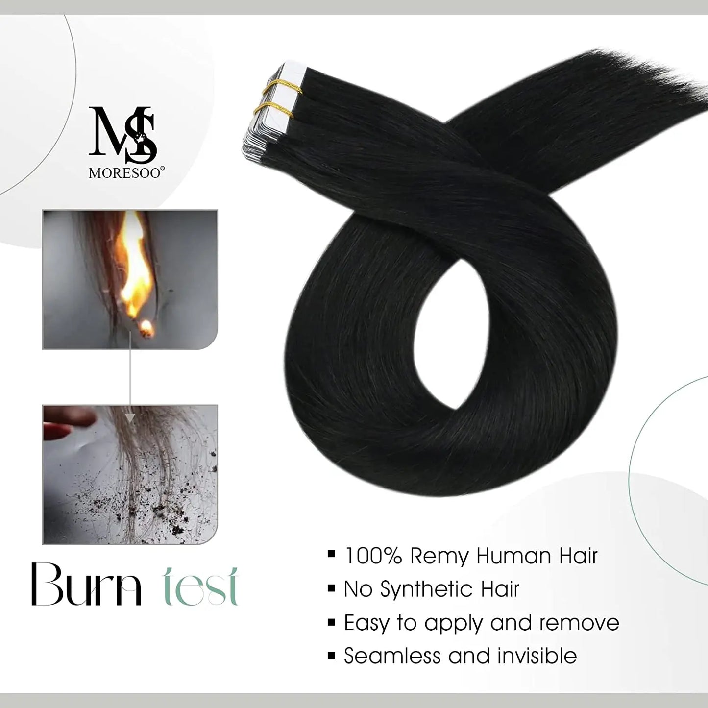 Moresoo Tape in Human Hair Extensions 26Inch 28 Inch Glue on Natural PU Remy Blonde Hair Black Pieces for Women Straight Hair