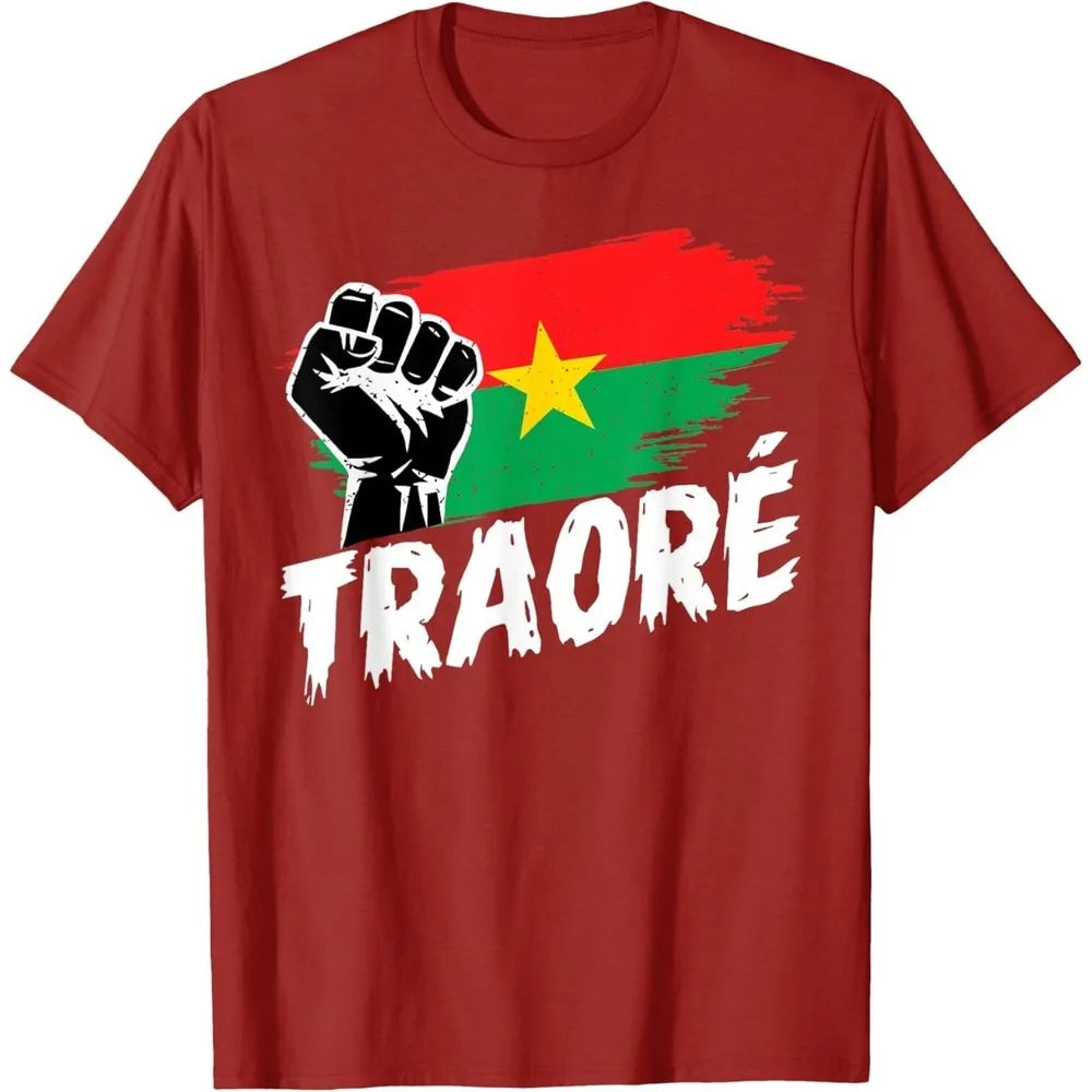Burkina Faso- Ibrahim Traoré/ Thomas Sankara Burkina Faso Flag African T-Shirt Casual for Daily Wear and Casual Outings