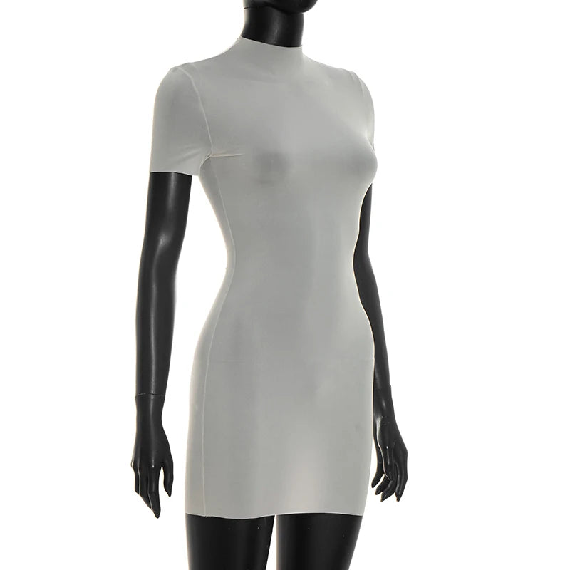 Sexy spicy girl style see through short sleeved tight fitting dress, short dress