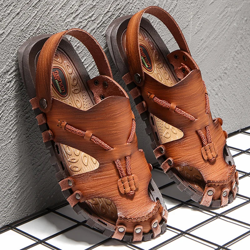 Summer Handmade Leather Sandals for Fashion Men Casual Shoes Comfortable Slippers