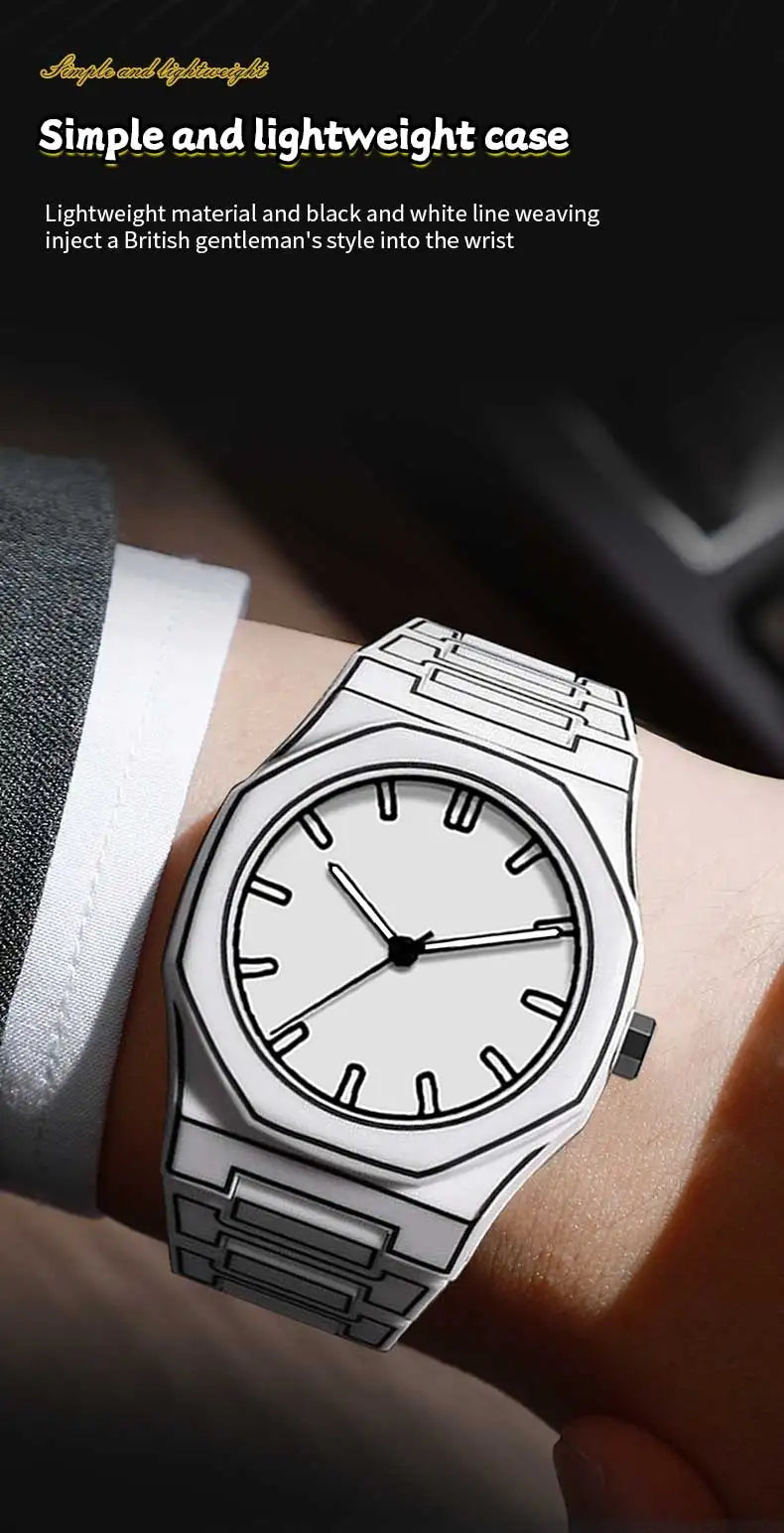 2025 New Creative Men Silicone Watch VA VA VOOM Brand Quartz Movement Creative Lines Leisure Outdoor Sports Black Wrist Watches