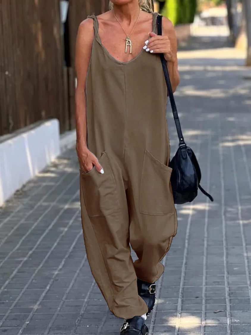 Jumpsuit Women's Solid Color Loose Suspender Pocket Trousers Street Trend Fashion Trousers for Female Jumpsuit