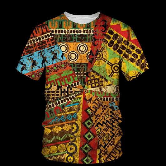 Men Women African T-Shirts Folk Customs Ethnic Style 3D Printed Fashion Oversized Short Sleeve T Shirt Kids Tees Tops Clothing