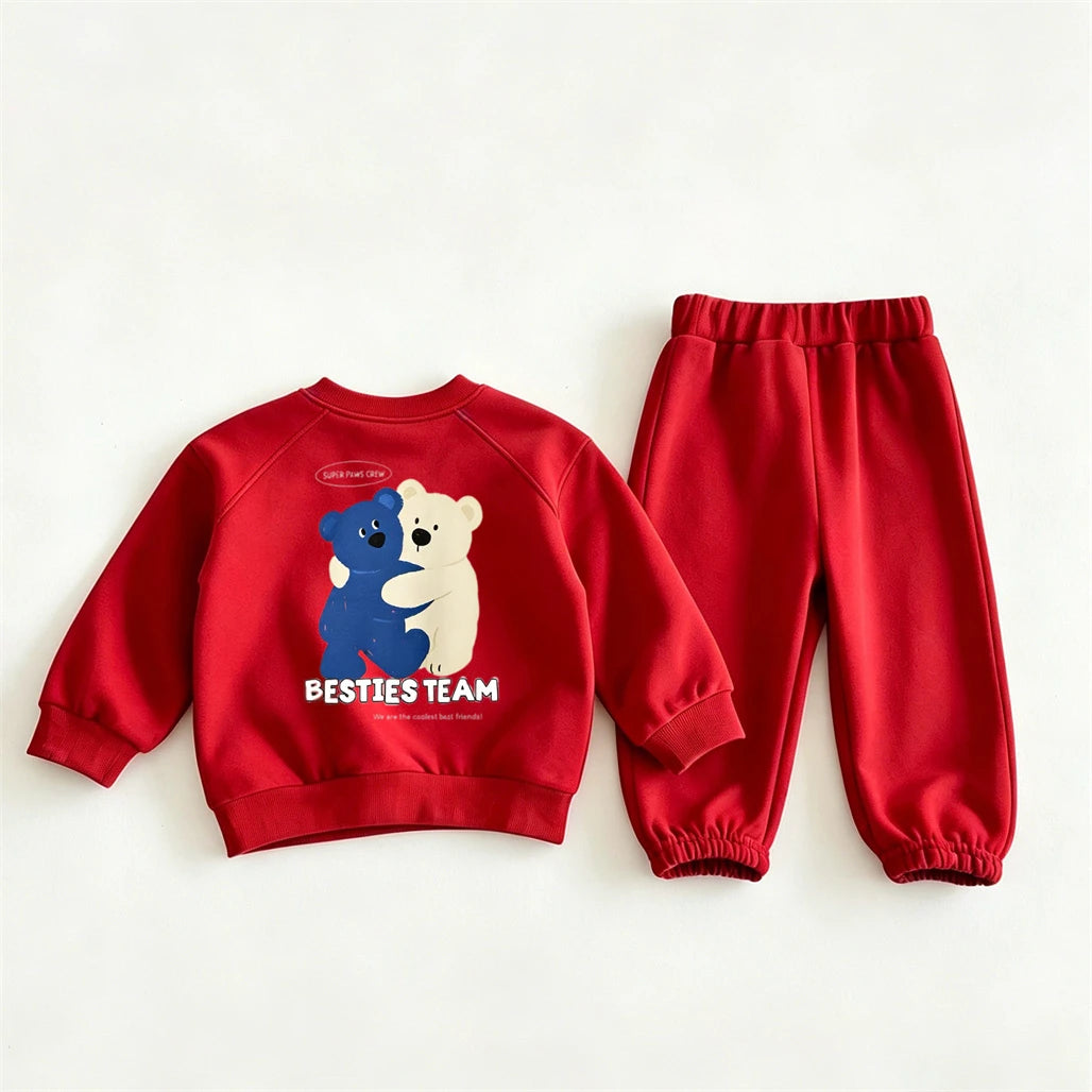 Toddler Fashion Casual Clothes Long-sleeved Outfits Baby Girls Cartoon Sweatshirts+Pants Two Piece Set Outer Wear Kids Tracksuit