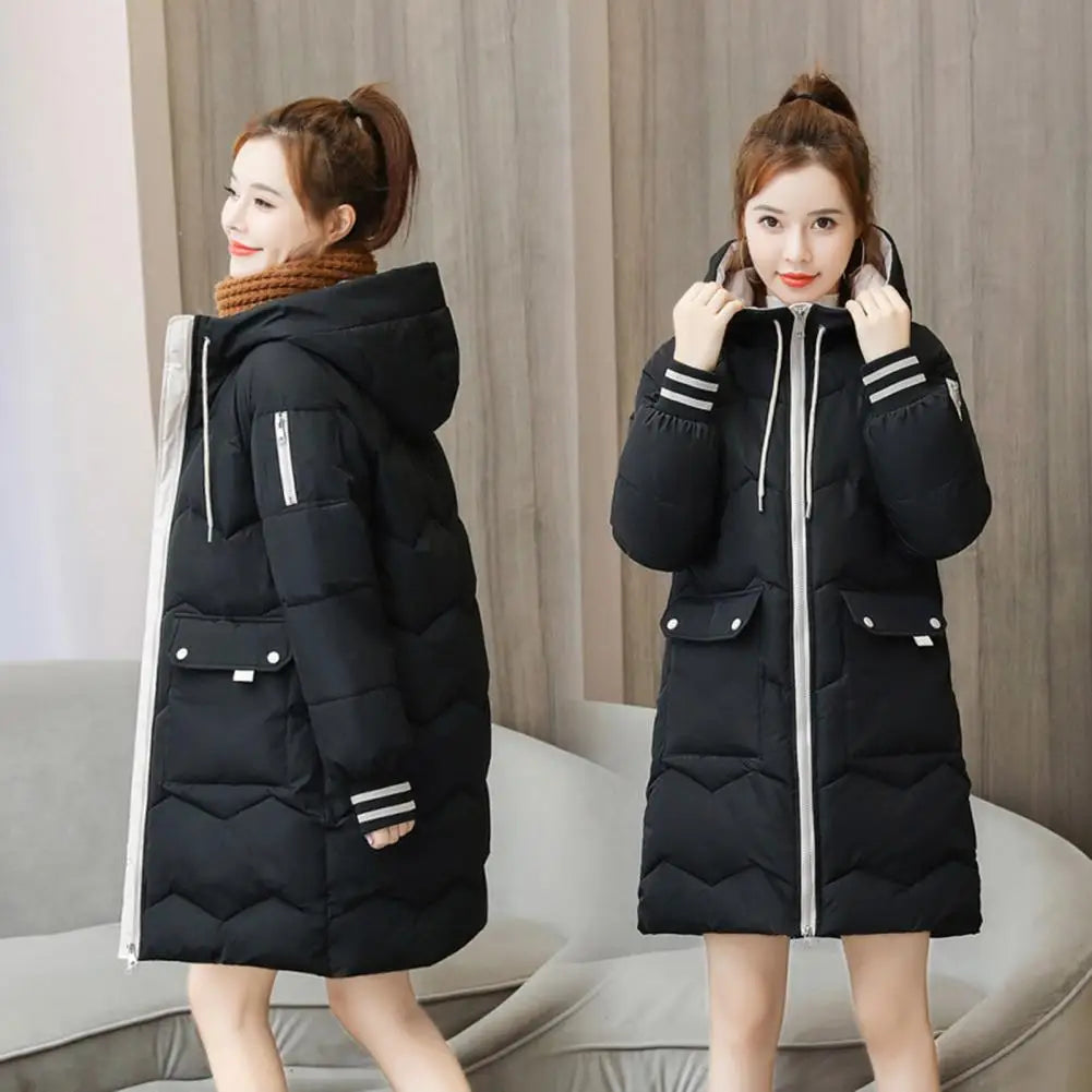 Women Long Hooded Down Cotton Coat Winter Thick Warm Parka Jacket