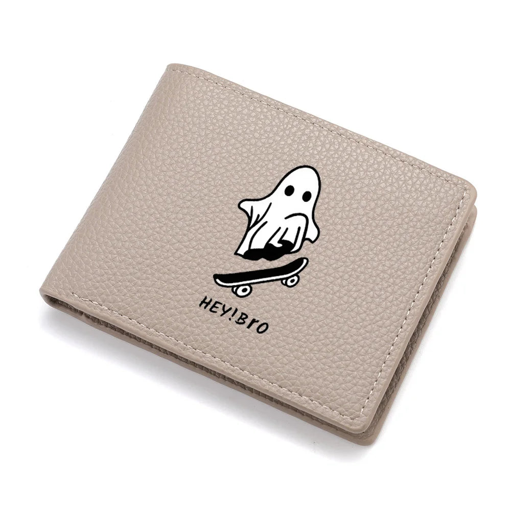 Men's Short Wallet PU Leather Mini Pattern with Multiple Card Slots And Zipper Coin Pocket