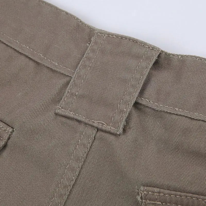 Straight Cargo Shorts Women Fashion American Retro Simple Leisure All-match Hot Summer Streetwear Mid Waist Pockets Designer Ins