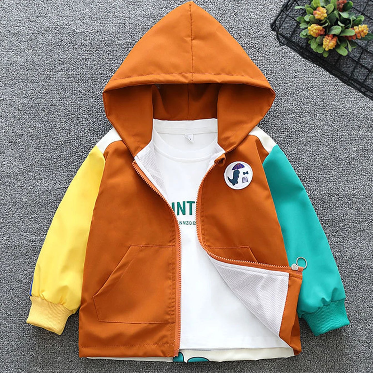 Casual Children's Jacket,Patchwork Long Sleeve Boys Spring Coat,Cartoon Toddler Kids Outerwear,Casual Outdoor School Outfits