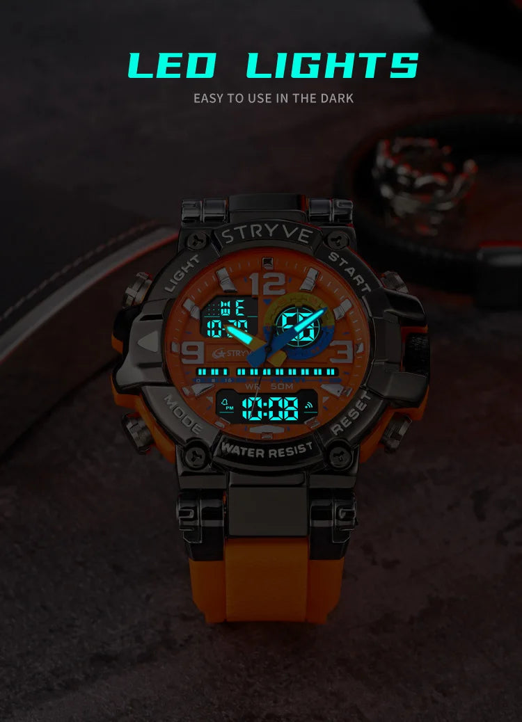 Fashion Stryve Watches S8025 Men's Cool Colorful Sports Digital Watches Fashion Designer Dual Movement Men's Wrist Watch