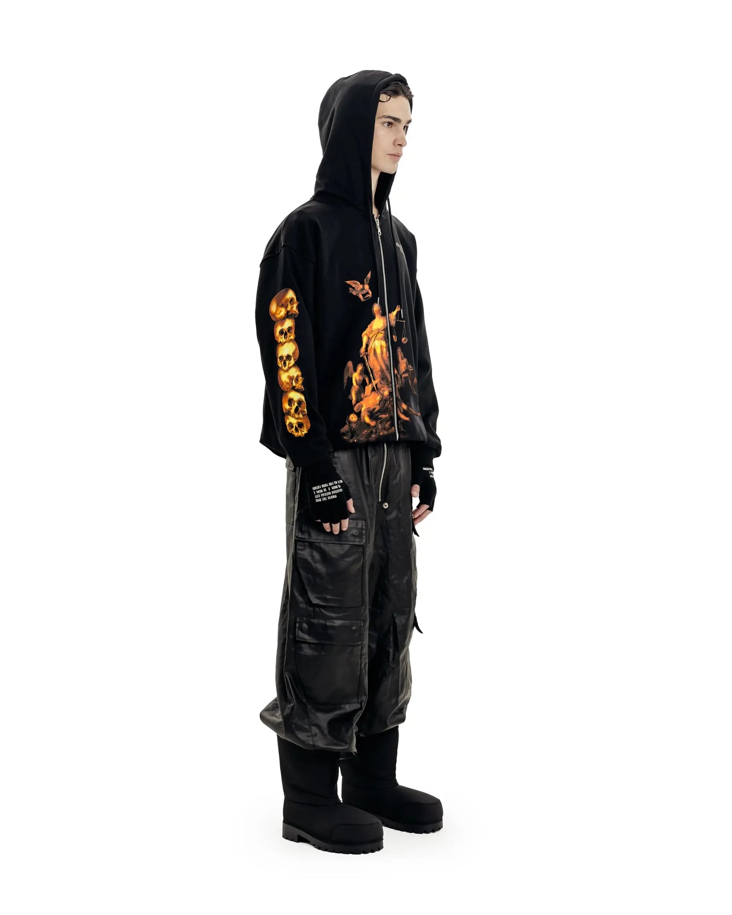 Streetwear Men Zipper Hoodie justice Graphic Print Zip Hooded Pullover Sweatshirt Hip Hop Jacket Y2K Coat Clothing Goth Top Punk