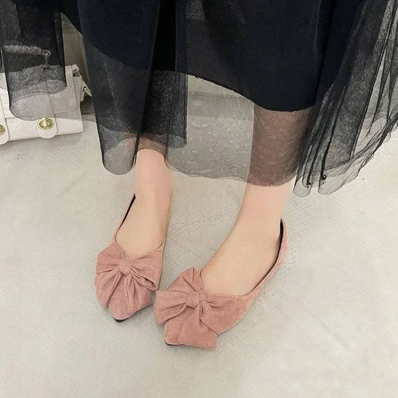 New Spring and Autumn Style Fashionable Comfortable and Versatile Women Shoes Casual Simple Wear-resistant Flat Bottom Bow Shoes