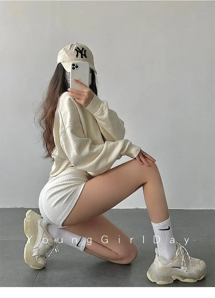 American Style Shorts Women High Waist Sheath Stretch Solid Knitting Hot Trousers Sexy Spice Girls Summer Simple Sporty Casual