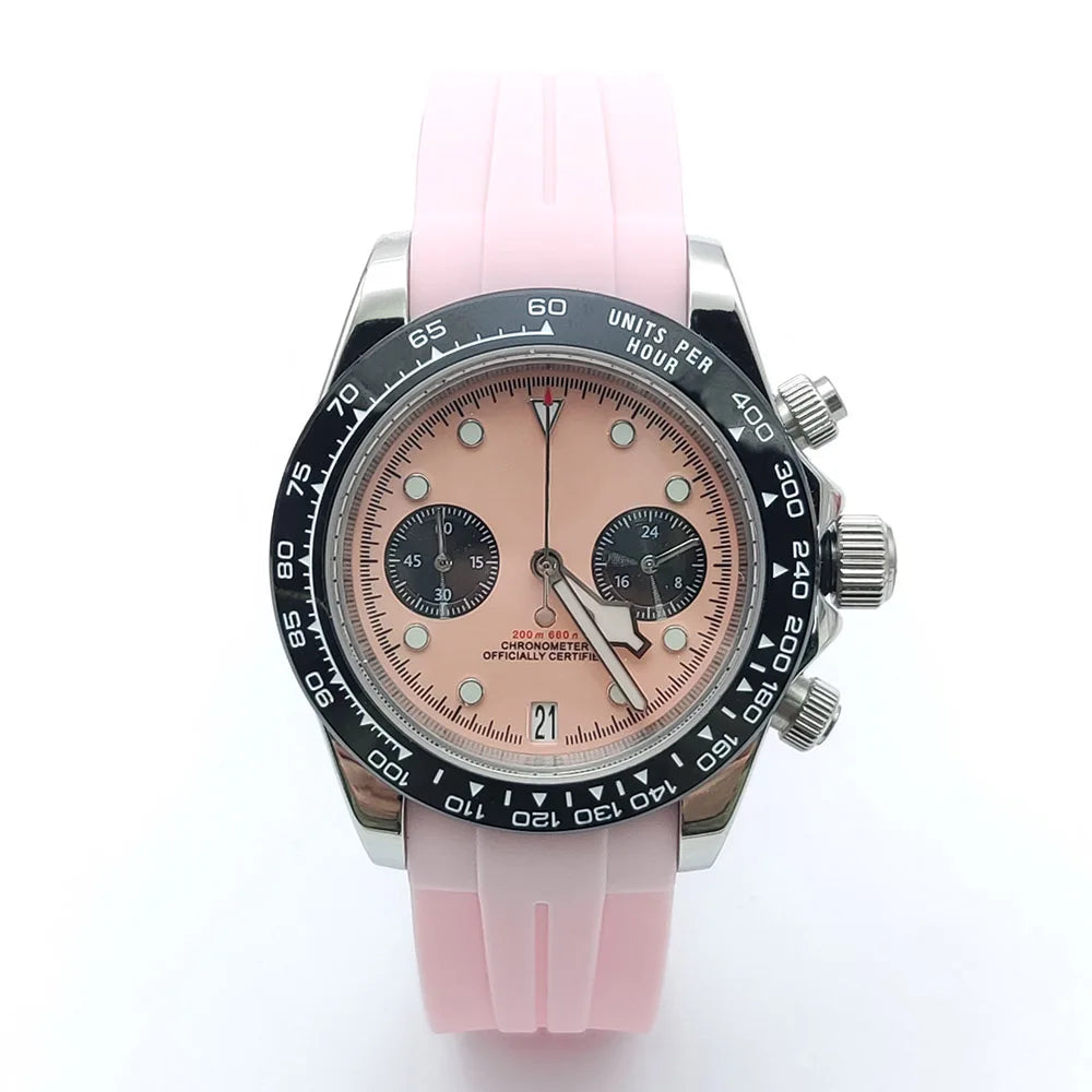 39mm VK64 Quartz Chronograph Men's Watch Sapphire Glass Waterproof Sport quartz watches Stainless Steel Strap Reloj Hombre