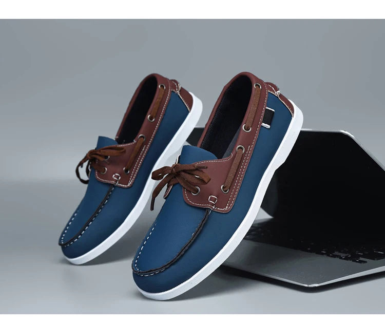 Men Loafers Strap Design Boat Shoes PU Leather High Quality Comfortable Slip-On Soft Flat Driving Shoes For Male Plus Size 40-48