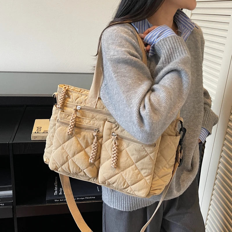 Large capacity Tote Bags for Women Shoulder Side Bag Fashion Space cotton Shopping Bags Multi-pocket Messenger Bag Lady Handbags