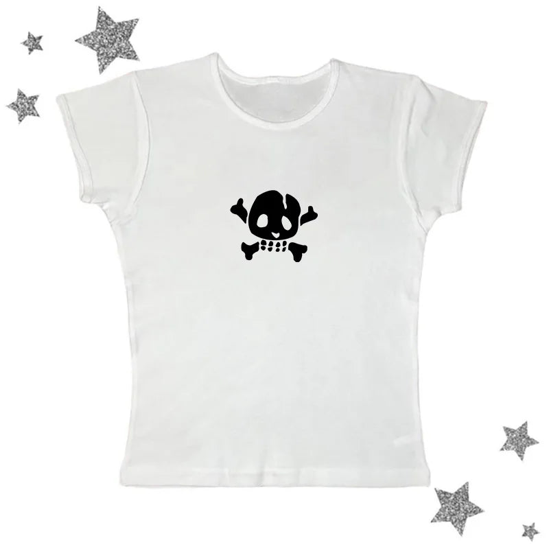 Spice Girls Skull Lace Y2k Tank Top Harajuku Graphic Print Rock Goth Crop top Hip Hop Retro Sleeveless T-shirt Punk Street Sling