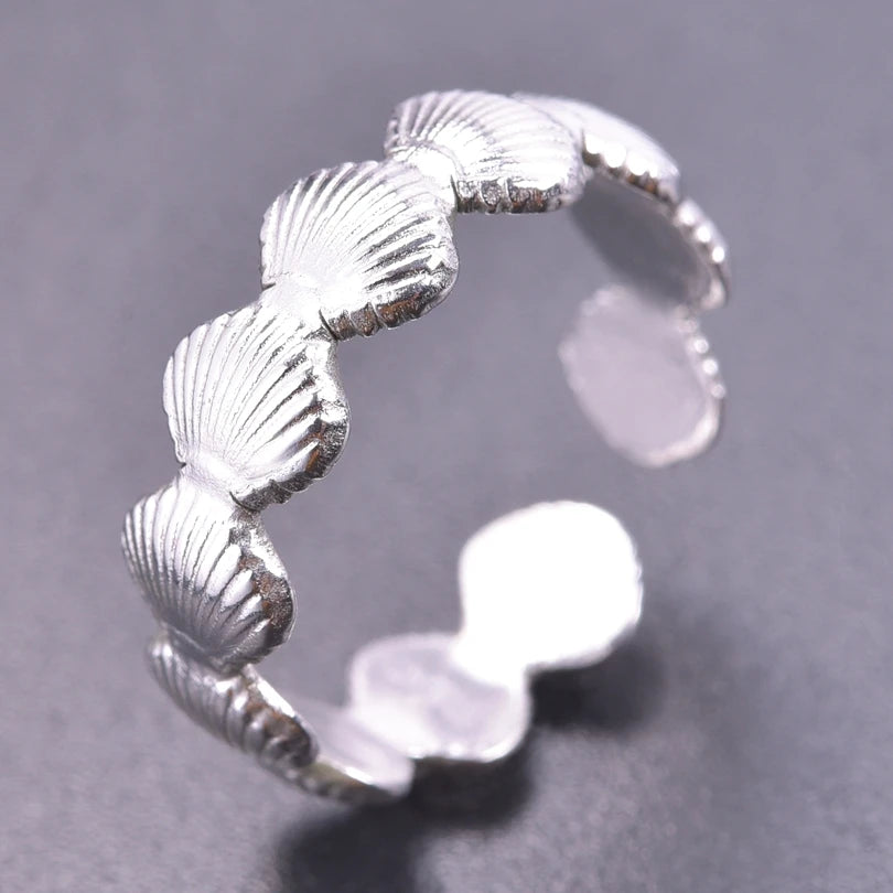 Fashion 5pcs/lot Marine Jewelry Sea Animals Conch Starfish Shell Rings Stainless Steel Rings Jellyfish Scallop Oceans Women Gift