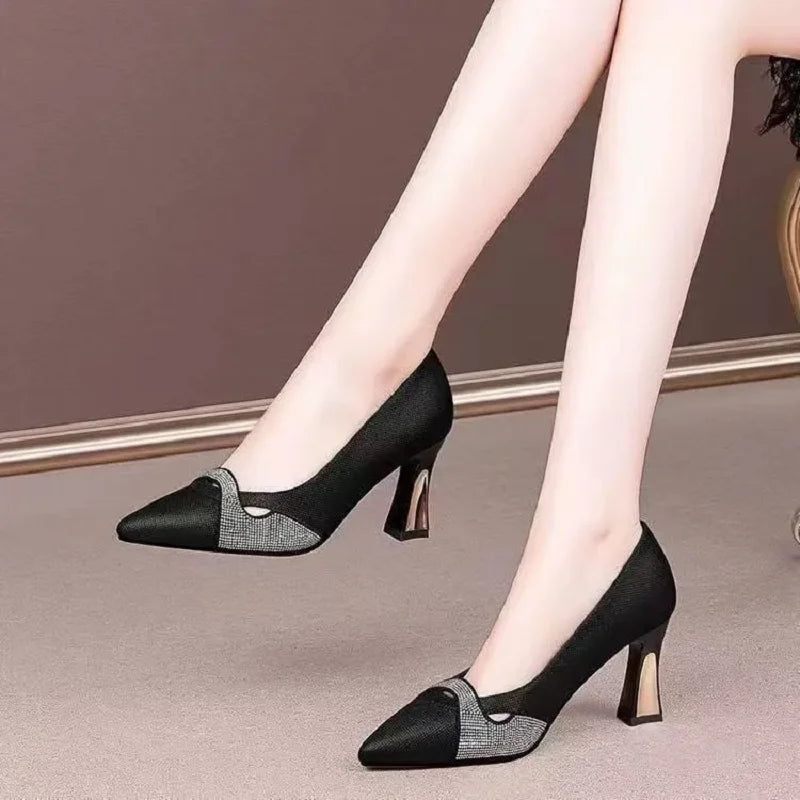 Cresfimix Sapatos Femininas Women Cute Pointed Toe High Quality Wine Red Patent Leather Slip on Square Heel Office Shoes A1139