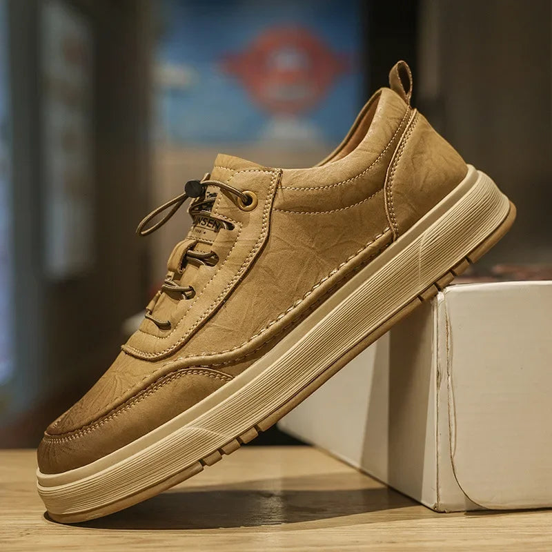 Fashion Cow Leather Casual Sneakers for Men 2025 Designer Soft-sole Men's Board Shoes Spring Autumn Sports Zapatos Para Hombre