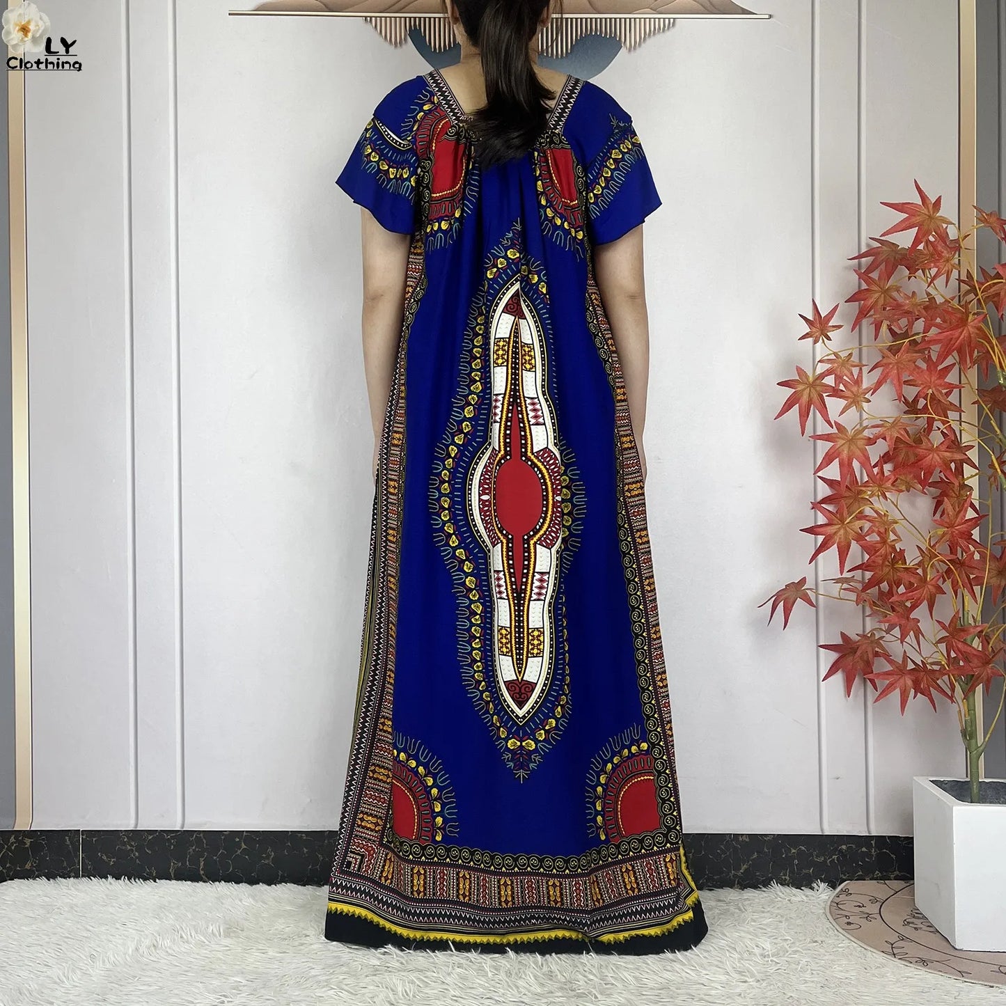 New Style African Abaya Summer Fashion Short Sleeve For Women Dress Cotton Boat Neck Loose Caftan Dubai Islam Femme Elegant Robe