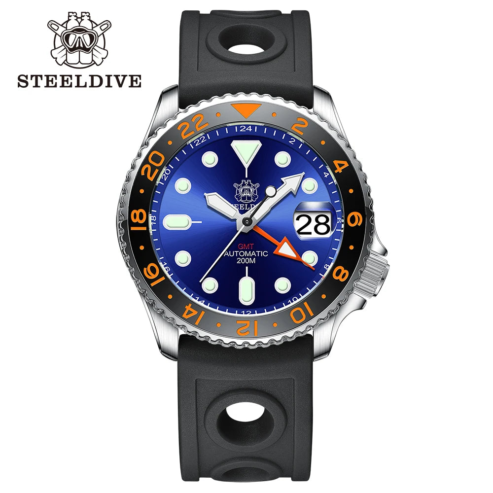 STEELDIVE Top Brand New Arrival SD1994 200M Waterproof Super Luminous Ceramic Bezel NH34 GMT Automatic Chronograph Dive Watches