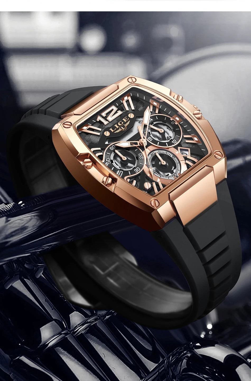LIGE Fashion Simple Man Watch Casual Sports Military Waterproof Silicone Strap Luminous Quartz Watches for Men Chronograph Gifts