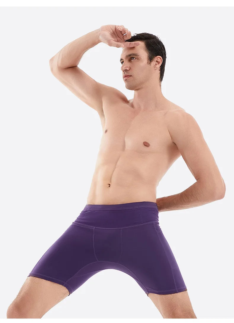 Compression Running Shorts Quarter Length Quick Dry Tight Fit with 6 Pockets for Marathon Training Trail Men Women Multi-Pocket