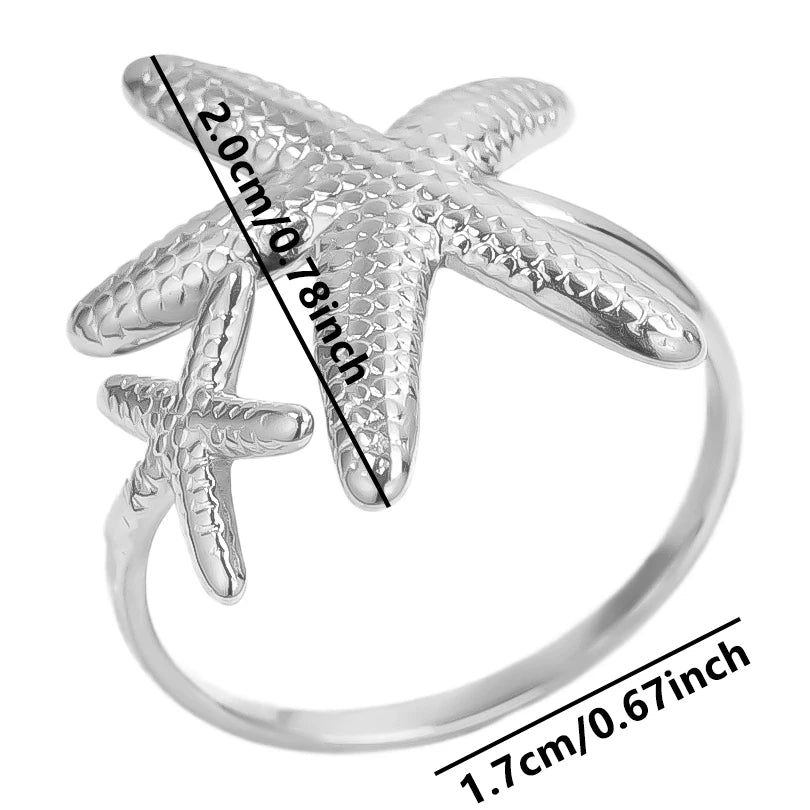 Fashion 5pcs/lot Marine Jewelry Sea Animals Conch Starfish Shell Rings Stainless Steel Rings Jellyfish Scallop Oceans Women Gift