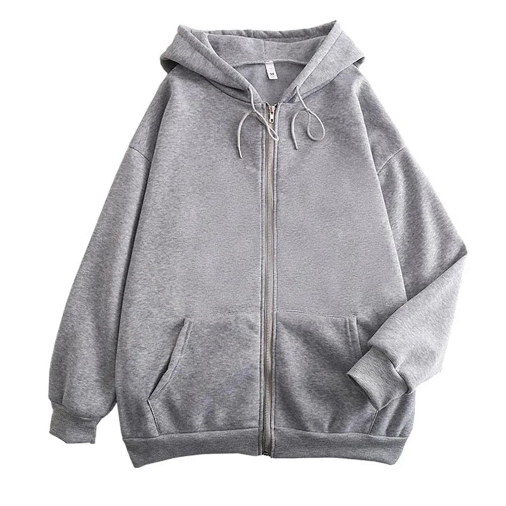25 High Street Hoodie Men Solid Color Zip Up Long Sleeve Loose Jacket Coats Casual Hooded Sweatshirt Y2K Fashion Outdoor Clothes