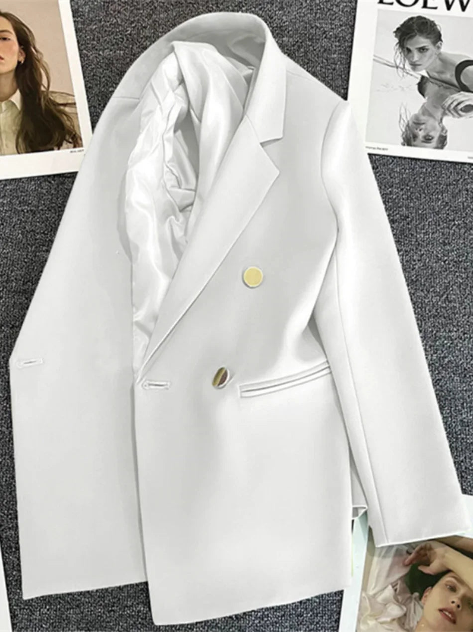 Women Blazer Luxury Double Breasted Jacket Korean Style 2025 Spring