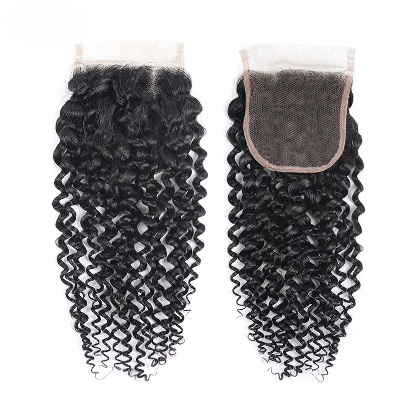 20 Inch Straight Body Wave Deep Curly 4x4 Transparent Lace Closure Pre-Plucked Raw Indian Hair Natural Color 150% Density