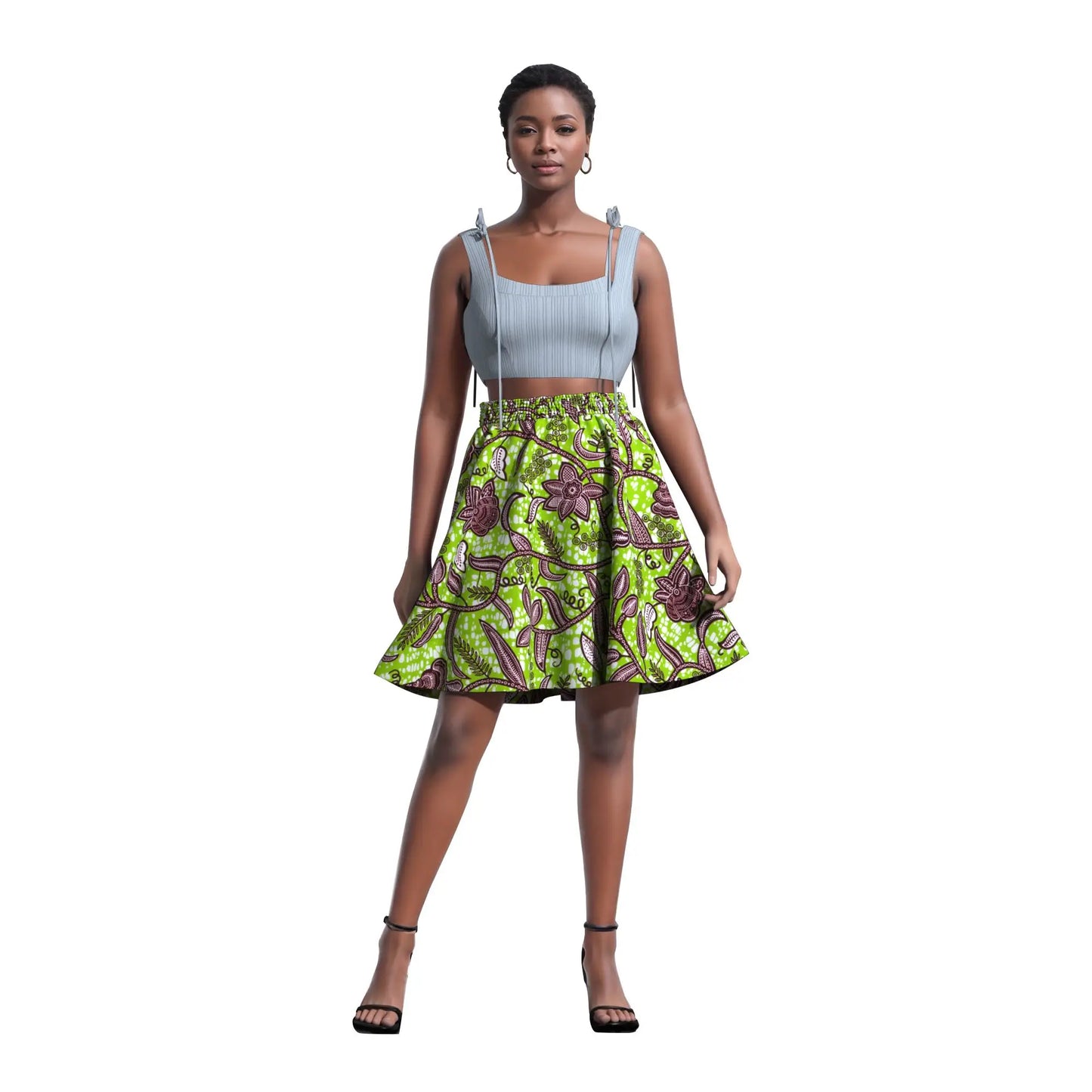 African Women's Skirt Knee Length Stretch High Waist Skirt African Print Ankara Women Lady Traditional Party Clothing WY11051