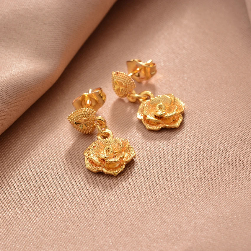Ethiopian Gold Color Earrings For Woman African Fashion Wedding Bridal Party Wife Earrings Jewelry New