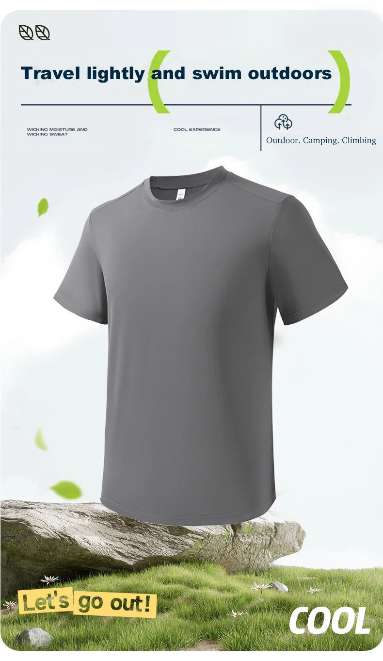 LNGXO Sports T-Shirt Man Trekking Hiking Climbing Running Sports Short Sleeve Tee Stretch Quick Dry T-Shirt Gym Sportswear