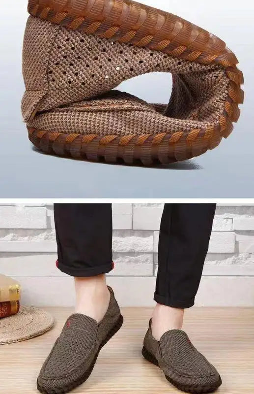 Men's Mesh Shoes Summer Hollow Out Breathable Casual Shoes Large Size Oxfords Bottom Work Shoes Soft Comfort  Flats Male Sneaker