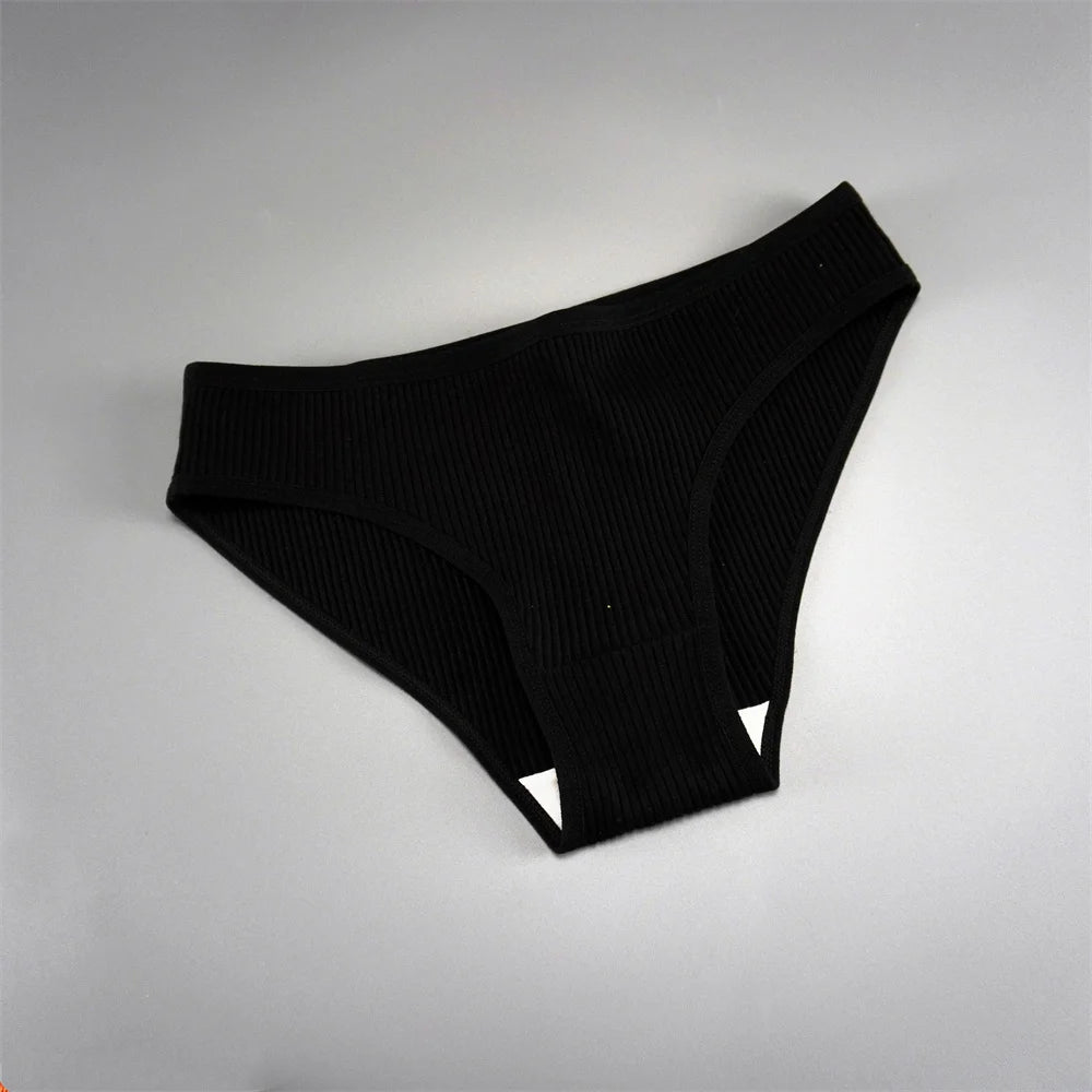 UNWE 3PCS/Pack Ribbed Cotton Seamless Panties for Women Briefs Pack Comfortable Ladies Underwear Sets