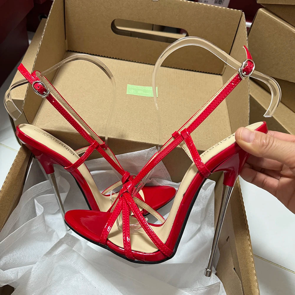 Customize 16cm Extreme Metal High Heels Stilettos Sexy Sandals Woman Pumps Pointed toe Catwalk T-stage Show Model Unisex Shoes