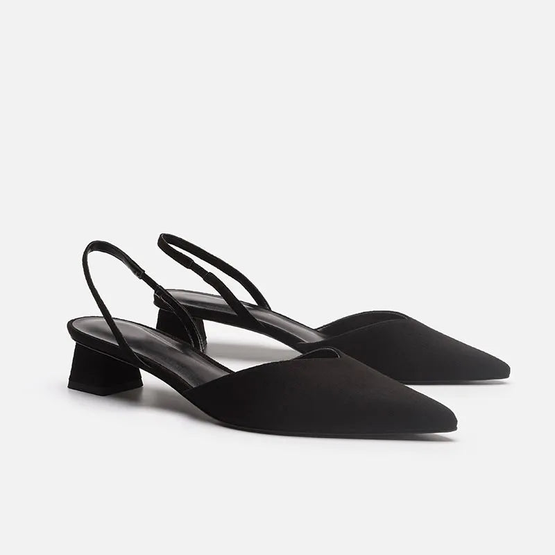 Baotou Sandals Women's 2025 New Summer Simple Pointed Square Heel Sandals Women's High Heels Thin Strap Fashion Single Shoes