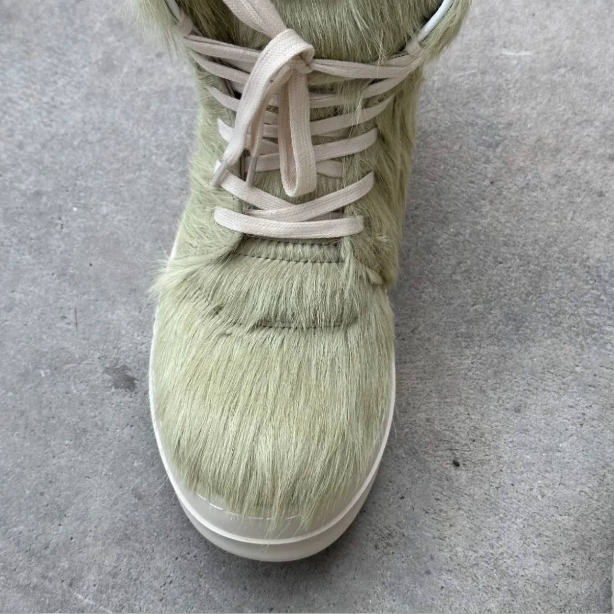 R-o Men Ankle Boot Brand Shoe Gray Green Horse Hair Boots Women Flat Sneaker High Top Casual Shoes Green Horsehair Sneakers