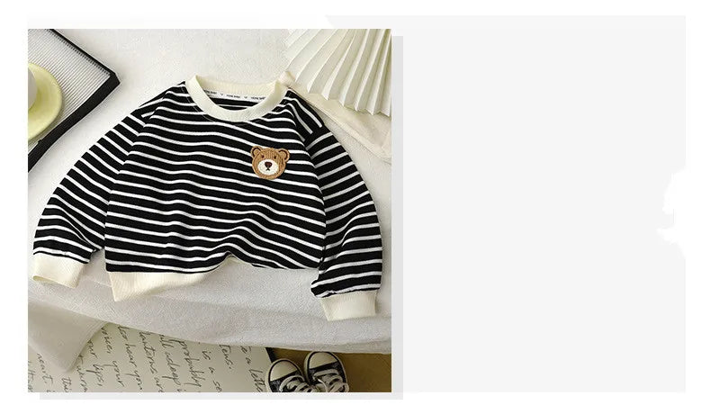 T-shirt Elastic Sweater Long Sleeve Pullover Tops Baby Children Clothing Children's Sweatshirt Kids Clothes Boys Girls BAZAARHUBO