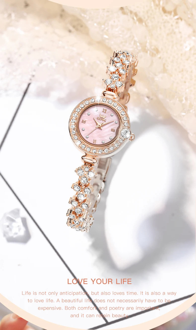 OPK 6054 Full Diamond Woman Watches Original Quartz Wrist Watches for Women Fashion Elegant Waterproof Ladies Watch Girls Gifts
