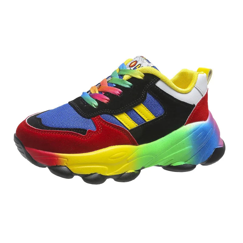 Women's Sneakers Tennis Womens Casual Running Shoes Rainbow Vulcanized Shoes Lace-uos Platform Shoes Comfortable Tenis De Mujer