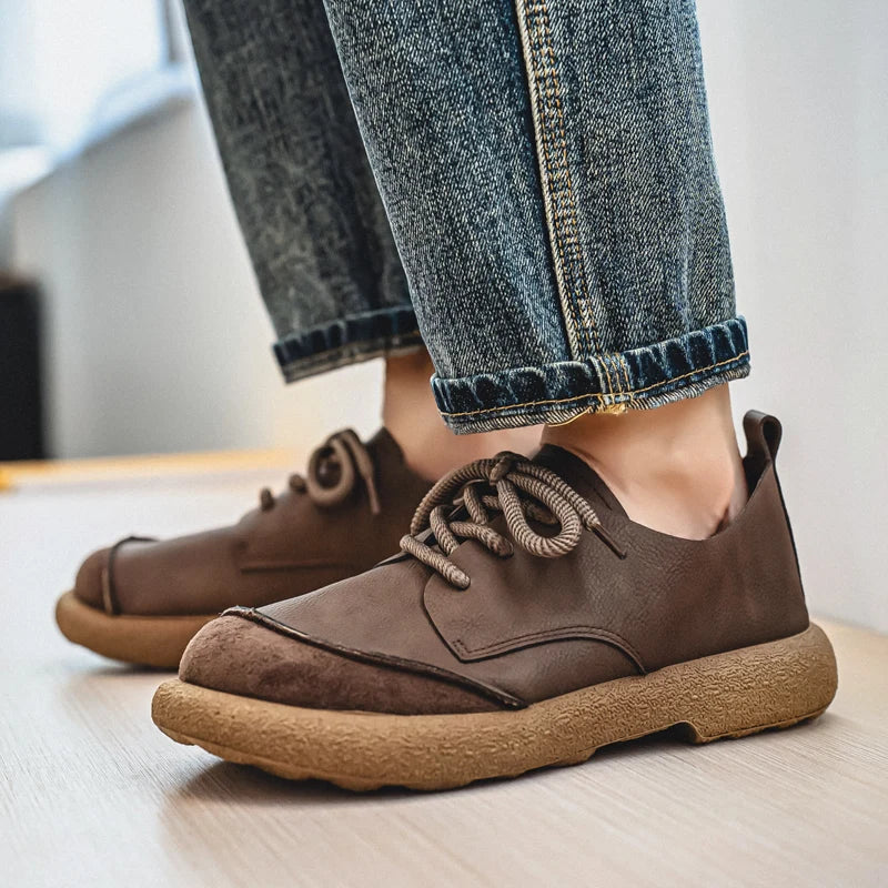 Luxury Brand Men's Casual Shoes Fashion Handmade Walking Shoes Lightweight Leisure Footwear Outdoor Sneakers Leather Work Shoes