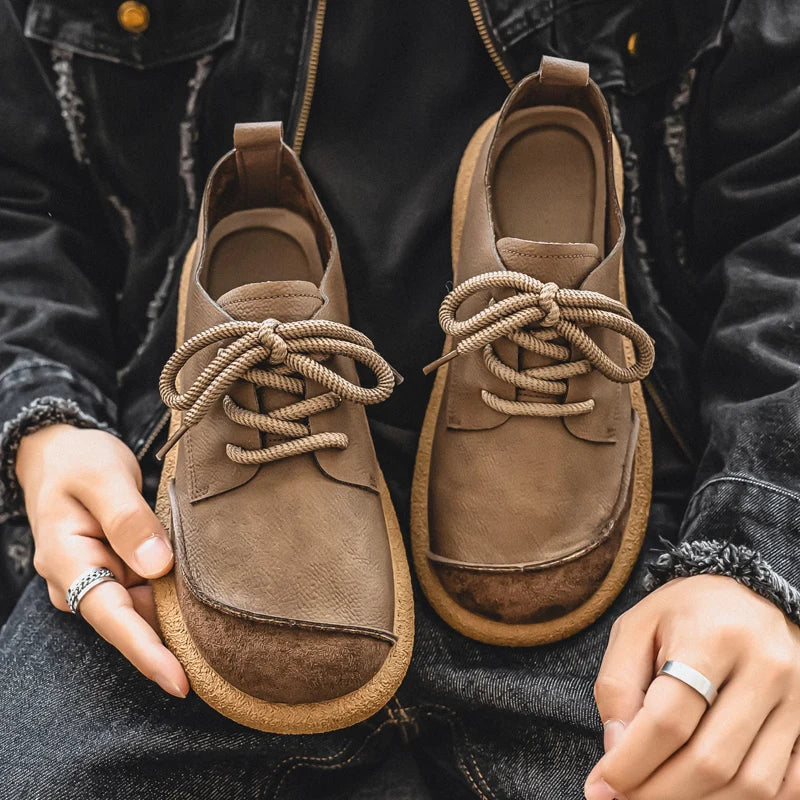 Luxury Brand Men's Casual Shoes Fashion Handmade Walking Shoes Lightweight Leisure Footwear Outdoor Sneakers Leather Work Shoes