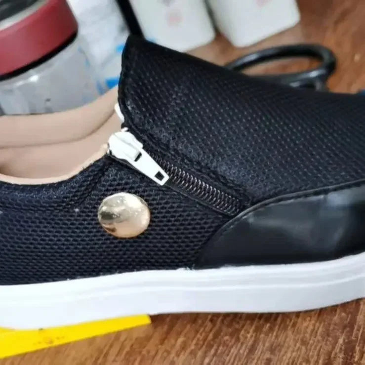 Sneakers Women 2025 New Flat Shoes Slip-on Casual Sports Shoes Platform Sneakers Zipper Temperament Walking Shoes for Women