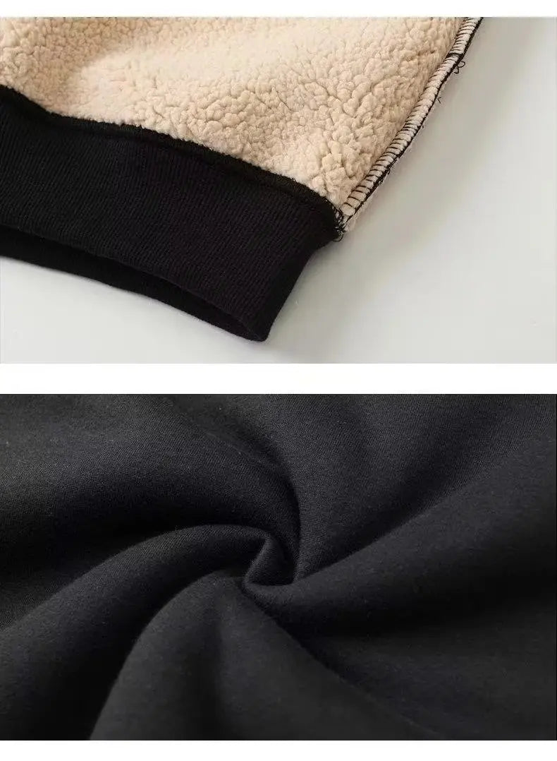Men's wool lined autumn and winter warm T-shirt warm underwear round neck pullover sweatshirt thick long sleeved top