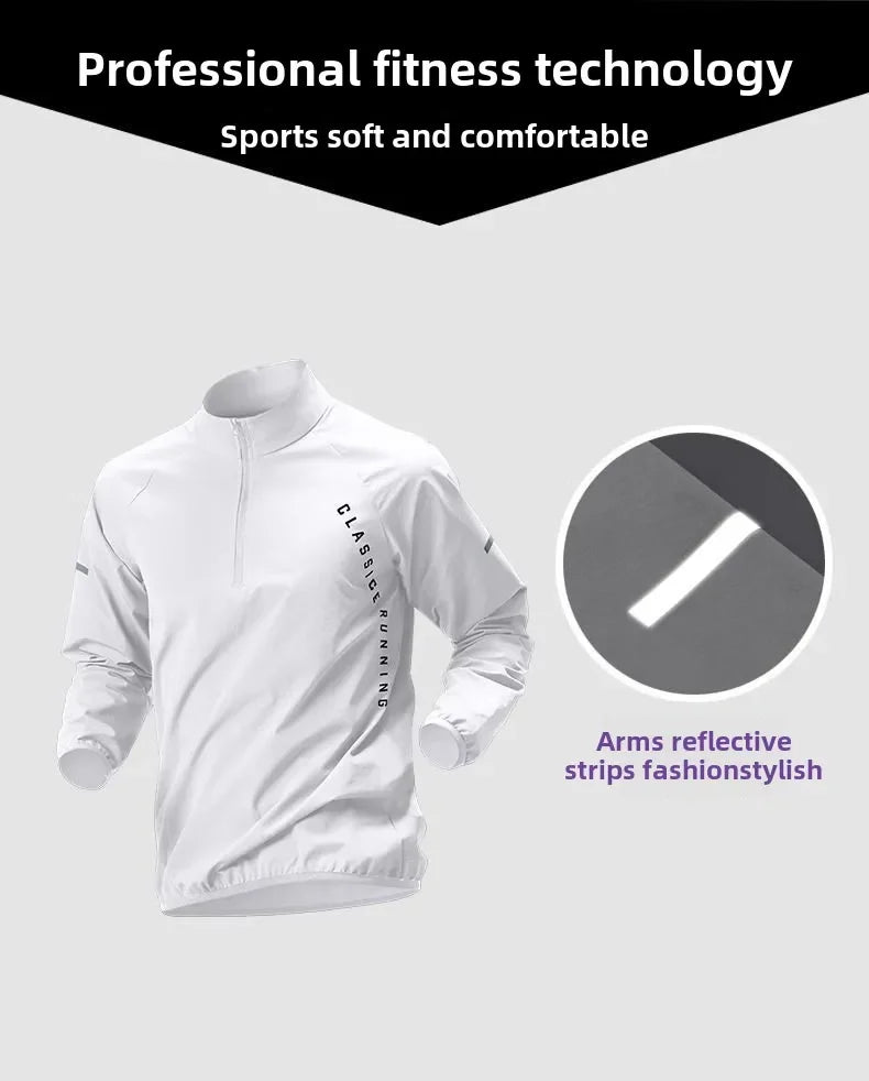 Men's Quick-Dry Running Tracksuit Long Sleeve Half Zipper T-Shirt Set Gym Jogging Sweatshirt for Fitness Sports Hiking Training