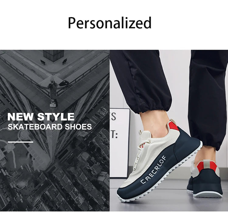 Men's Low-Top Fashionable Color-Blocked Casual Sneakers, with Comfortable Lining, Non-Slip and Wear-Resistant, Height-Increasing Thick Sole, Dual-Purpose Sports and Casual Shoes