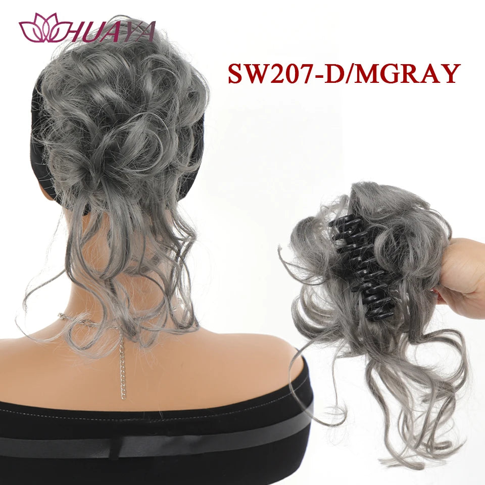 Synthetic Hair Bun Chignon for Women Messy Bun Hair Piece Tousled Updo Hair Extensions With Claw Clip Curly Hairpins Black Brown